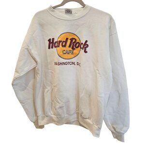 Hard Rock Cafe Washington DC Classic White Crewneck Sweatshirt Size L Vintage